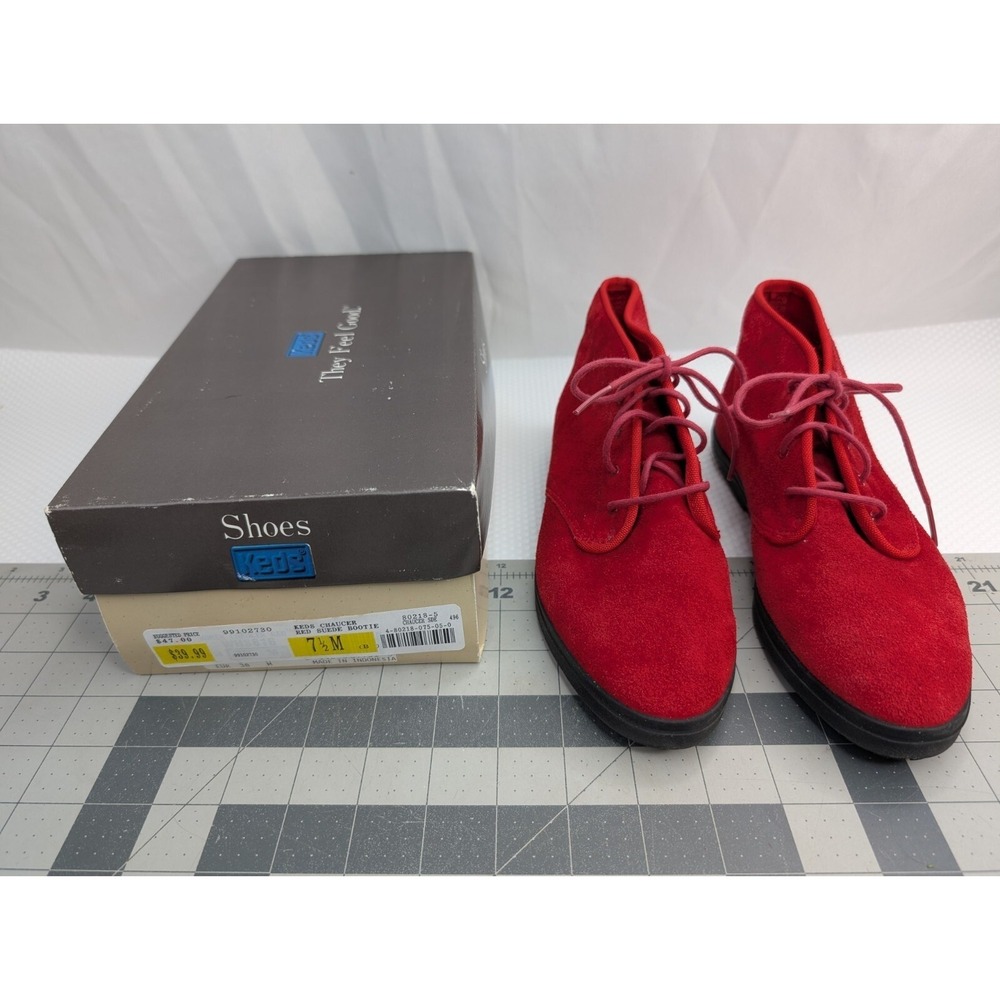 Keds Chaucer Red Suede Bootie Boots Womens Sz 7.5M